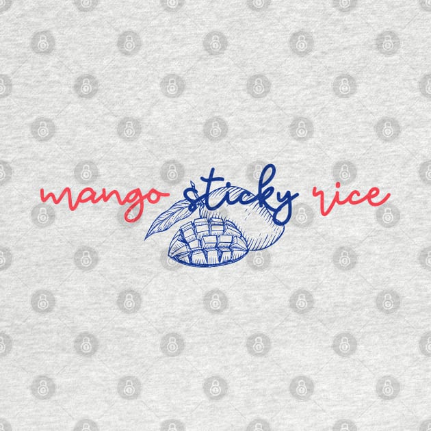 mango sticky rice - Thai red and blue - Flag color - with sketch by habibitravels